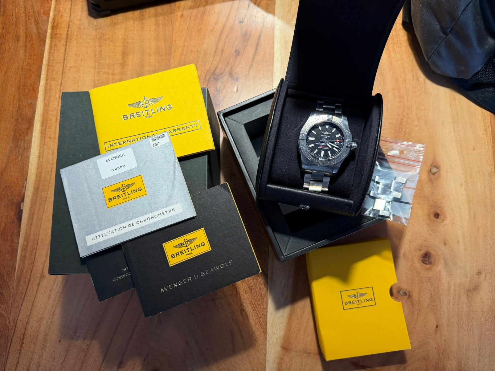 Breitling Avenger 2 Seawolf A17331 Full set, Ophalen, Zo goed als nieuw, Staal, Breitling