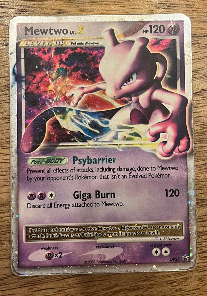 Mewtwo LV. X DP28 pokémon kaart, Ophalen of Verzenden, Gebruikt