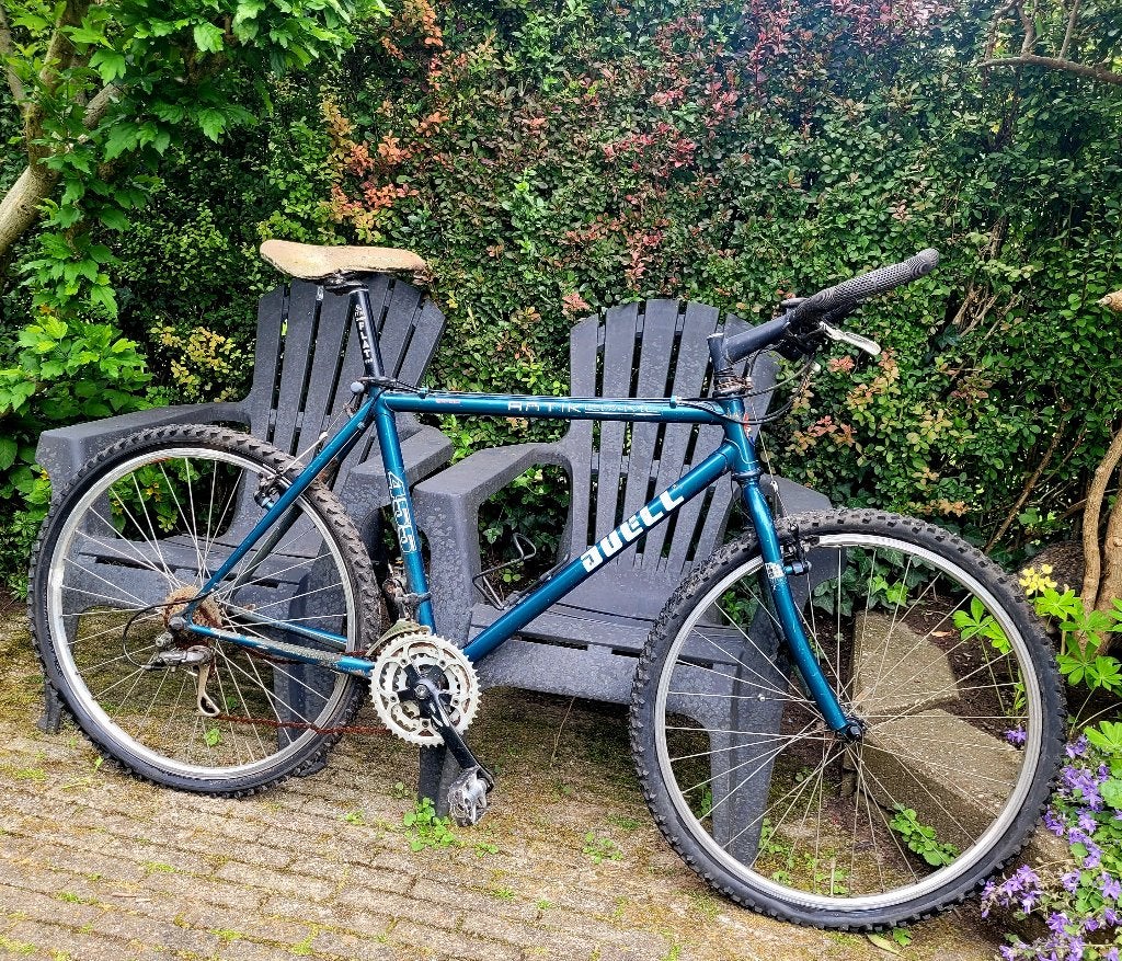 Mountainbike Duell heren handgemaakt frame schuurvondst, Gebruikt, 45 tot 49 cm, Geen vering, Ophalen