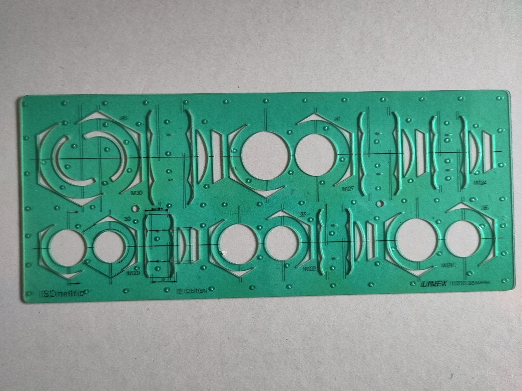 Zeskant bouten en moeren sjabloon Linex 1125 S, Hobby en Vrije tijd, Tekenen, Ophalen of Verzenden, Gebruikt, Overige typen