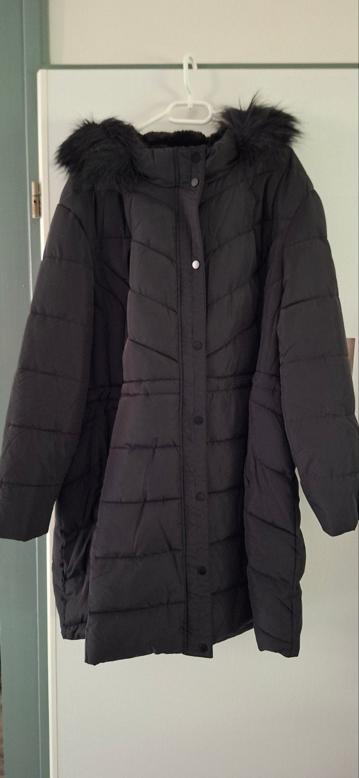 winterjas, Ophalen of Verzenden, Zo goed als nieuw, Maat 46/48 (XL) of groter, Zwart