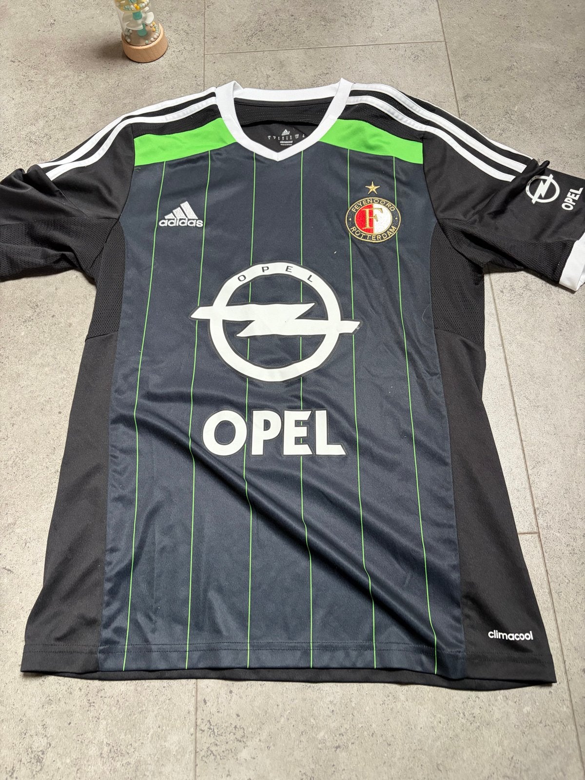 Feyenoord 2014-2015 uitshirt Adidas Opel maat S, Ophalen, Zwart, Zo goed als nieuw, Voetbal
