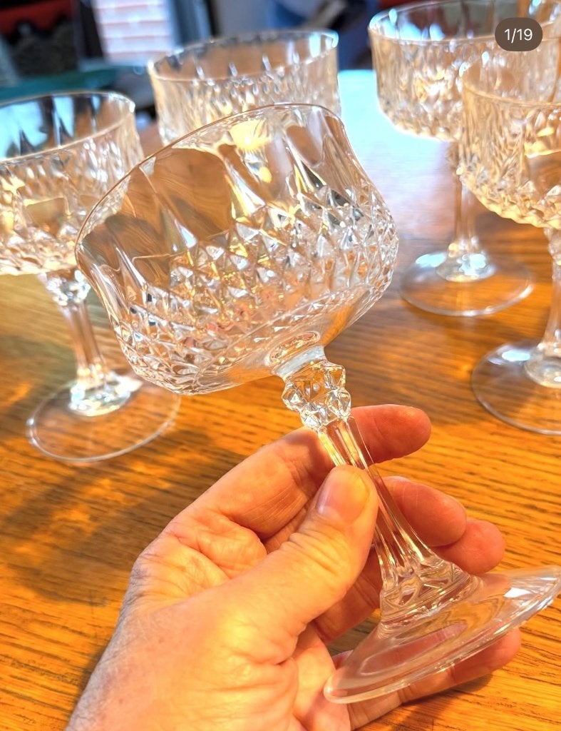 10 zware kristallen champagnecoupes, Ophalen of Verzenden
