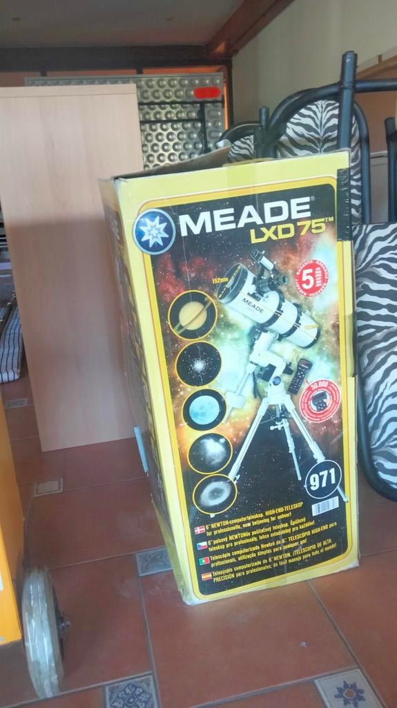 Meade LXD75 6" Newton Computer Telescoop, 80 tot 200 mm, Met statief, Zo goed als nieuw, Spiegeltelescoop (reflector)