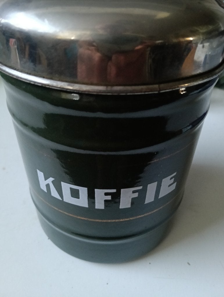 Oud Groen Emaille Koffieblik, Ophalen of Verzenden