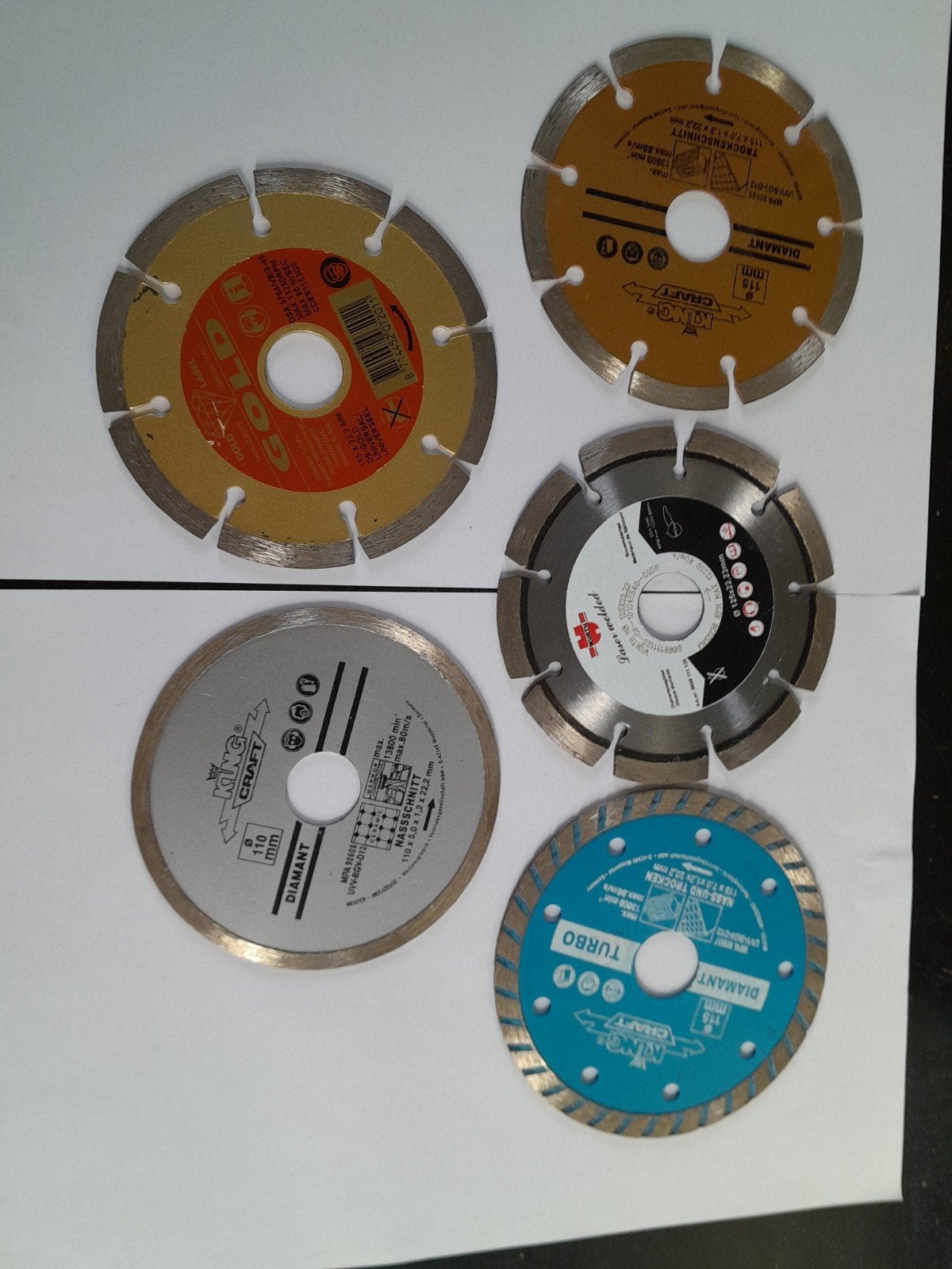 5 Diamant Zaagbladen - Diverse Maten en Types, Ophalen of Verzenden, Gebruikt, Overige typen, King Craft, Gold