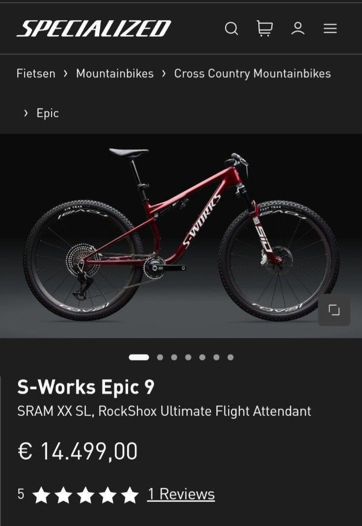 SPECIALIZED EPIC WAARSCHUWING, Fully, Verzenden, Zo goed als nieuw, Overige merken