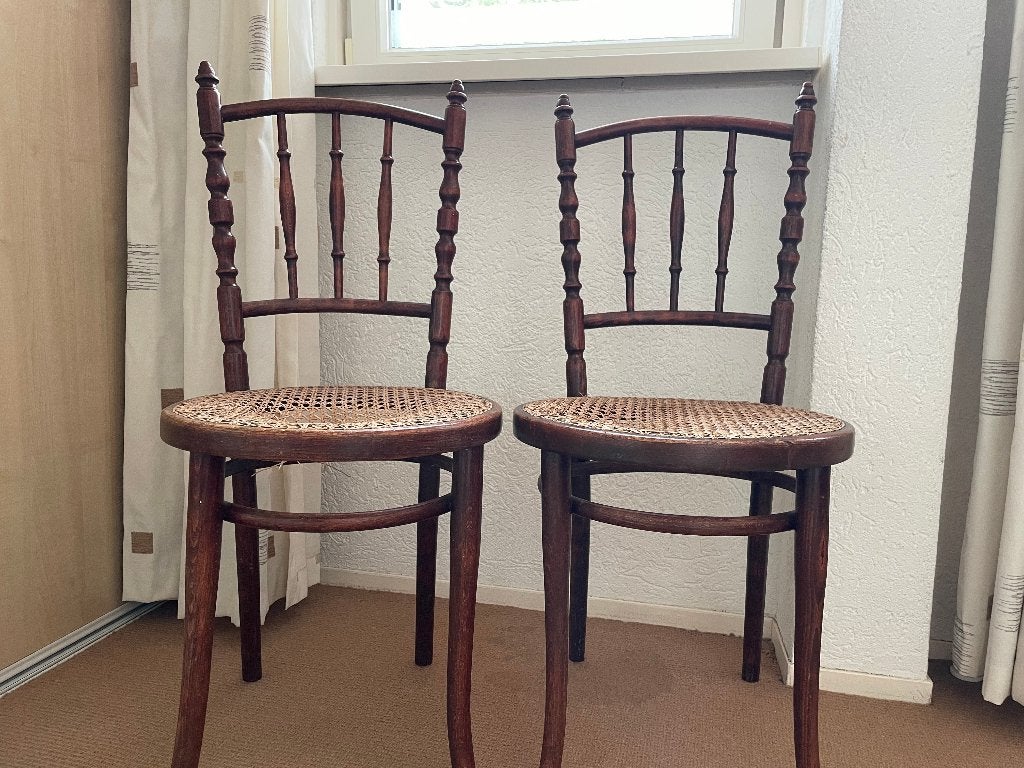 4 Antieke Pitrietenstoeltjes, Antiek en Kunst, Ophalen