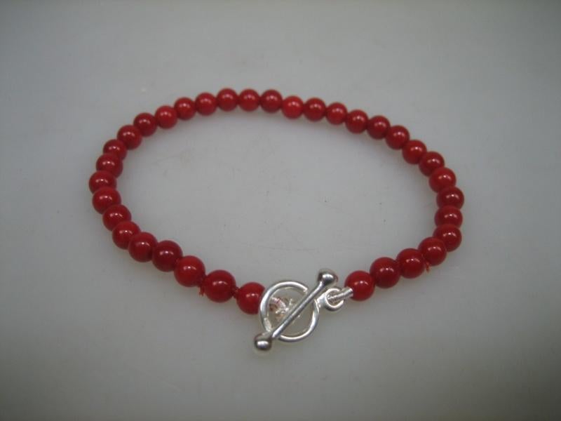 Antieke bloedkoralen Baby Armbandje zilveren Kapittelstokje, Verzenden, Nieuw, Rood, Armband