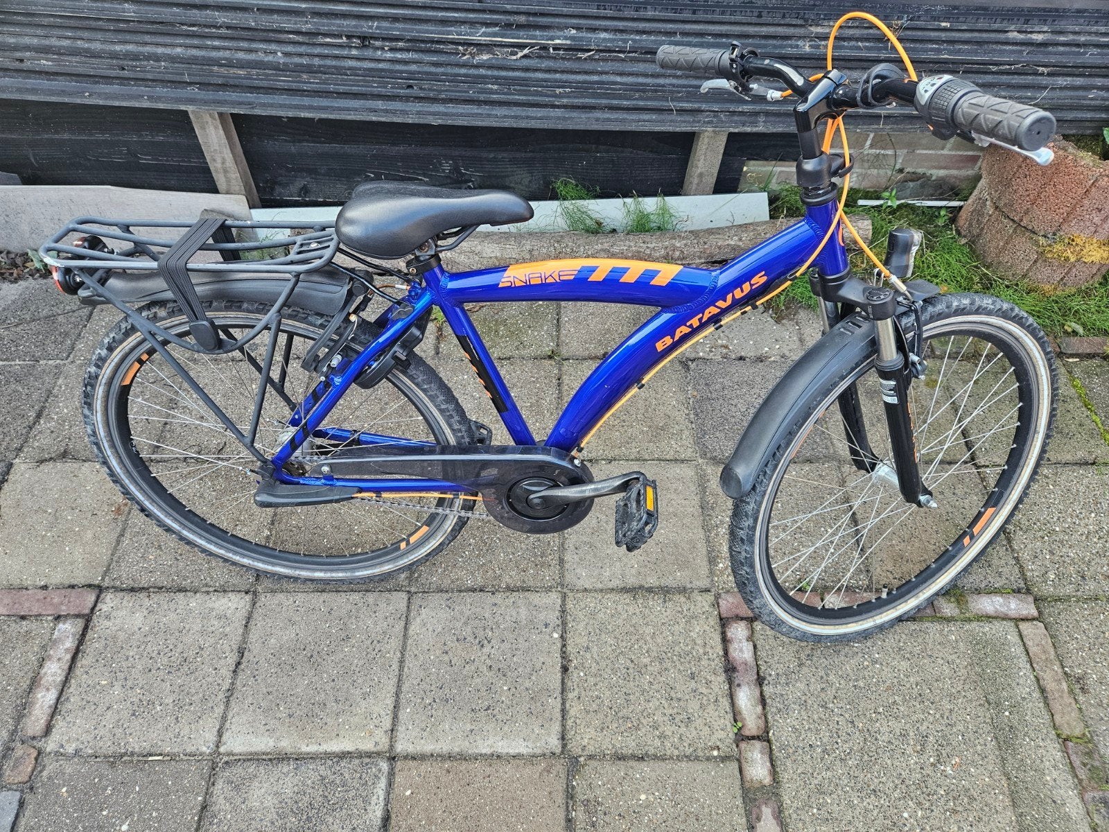 Batavus Snake 26 inch 43 cm kinderfiets - Blauw/Oranje, Ophalen, Gebruikt, Velgrem, Versnellingen