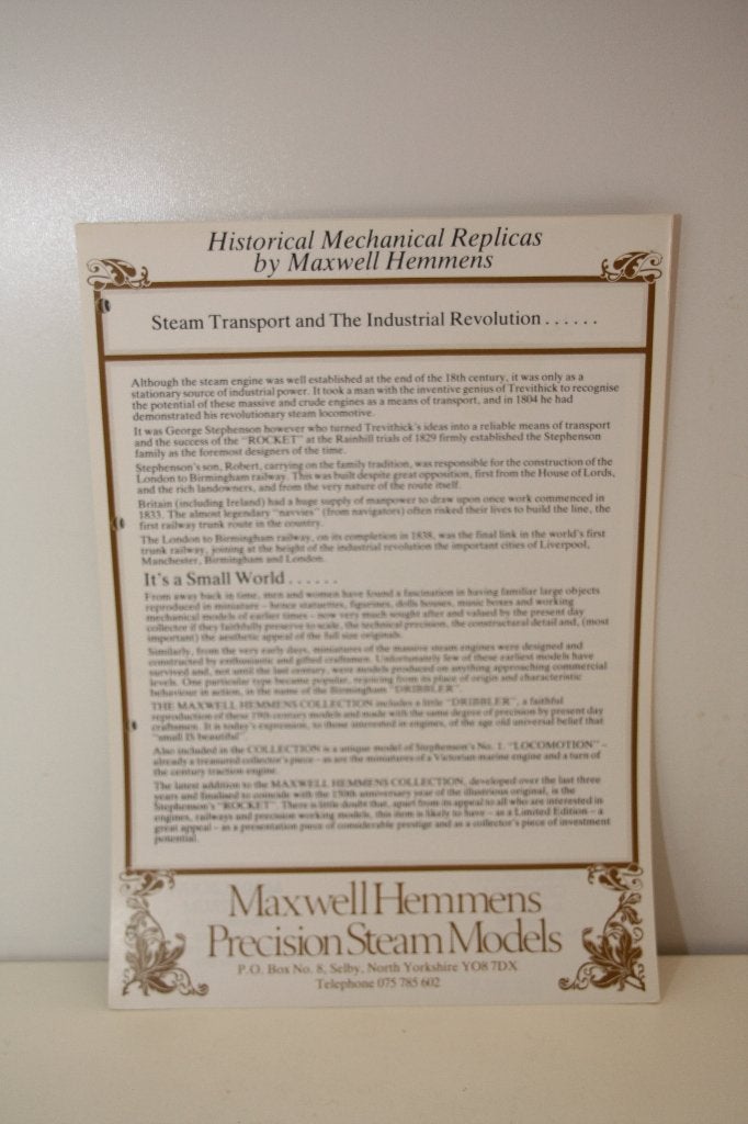 Vintage Maxwell Hemmens Historical Mechanical Replicas 1982, Ophalen of Verzenden, Zo goed als nieuw, Groter dan 1:32