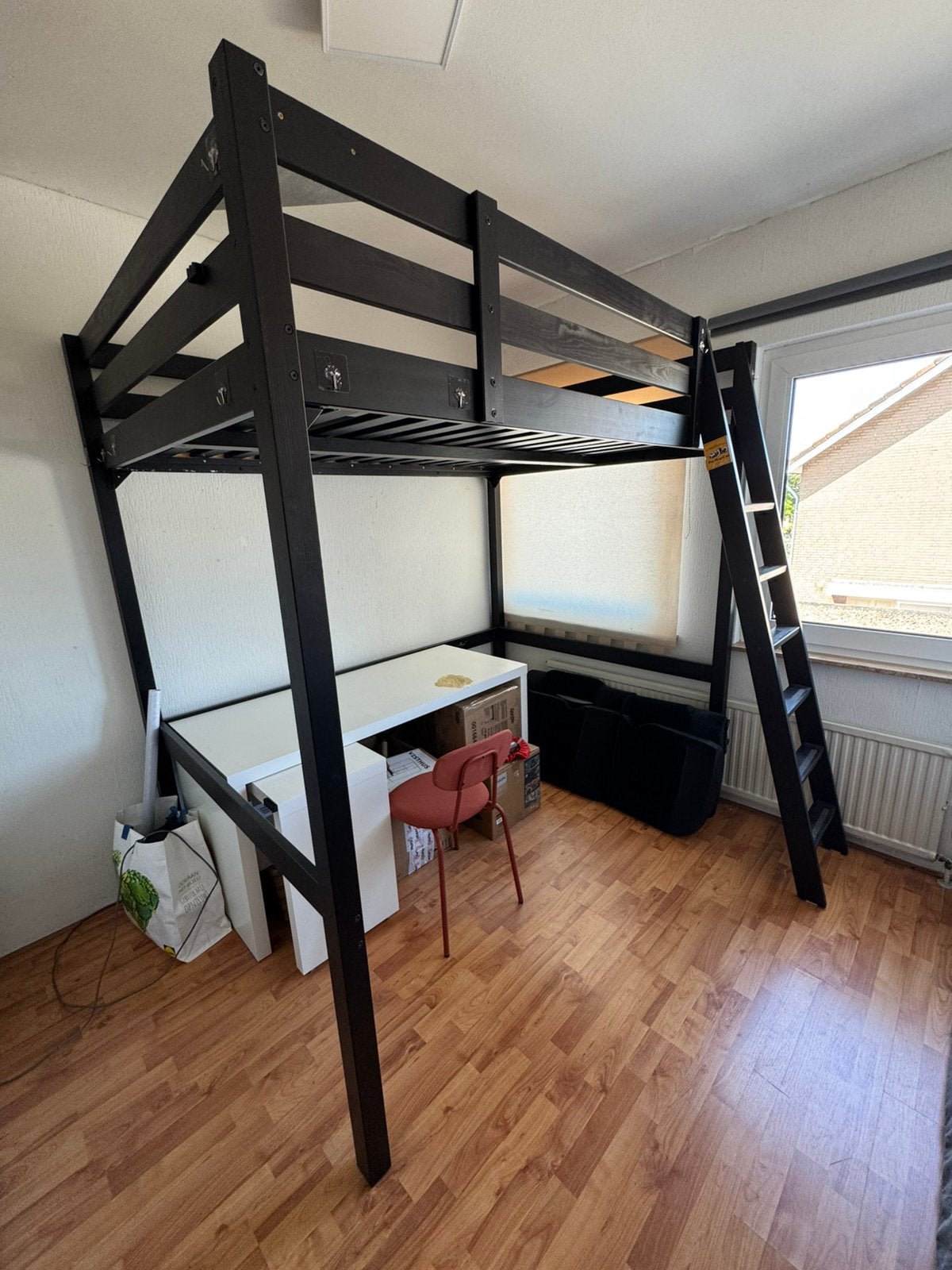 IKEA STORA hoogslaper zwart 140x200cm, Ophalen, Gebruikt, Hoogslaper, Tweepersoons