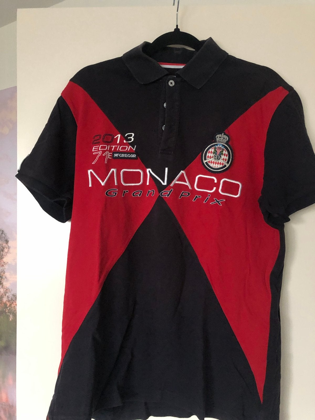 McGregor Polo Shirt Monaco Grand Prix Blauw Rood Maat L, Ophalen of Verzenden, Gedragen, Maat 52/54 (L), Meerkleurig