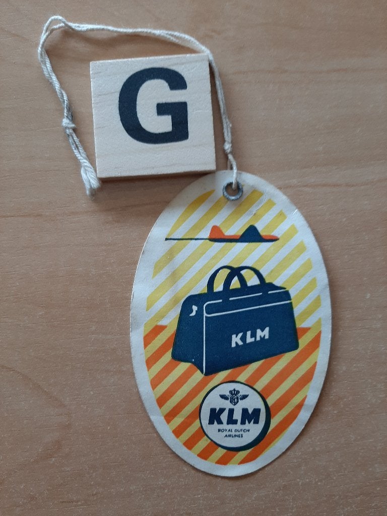Vintage KLM Bagagelabel, Ophalen of Verzenden, Gebruikt, Patch, Badge of Embleem