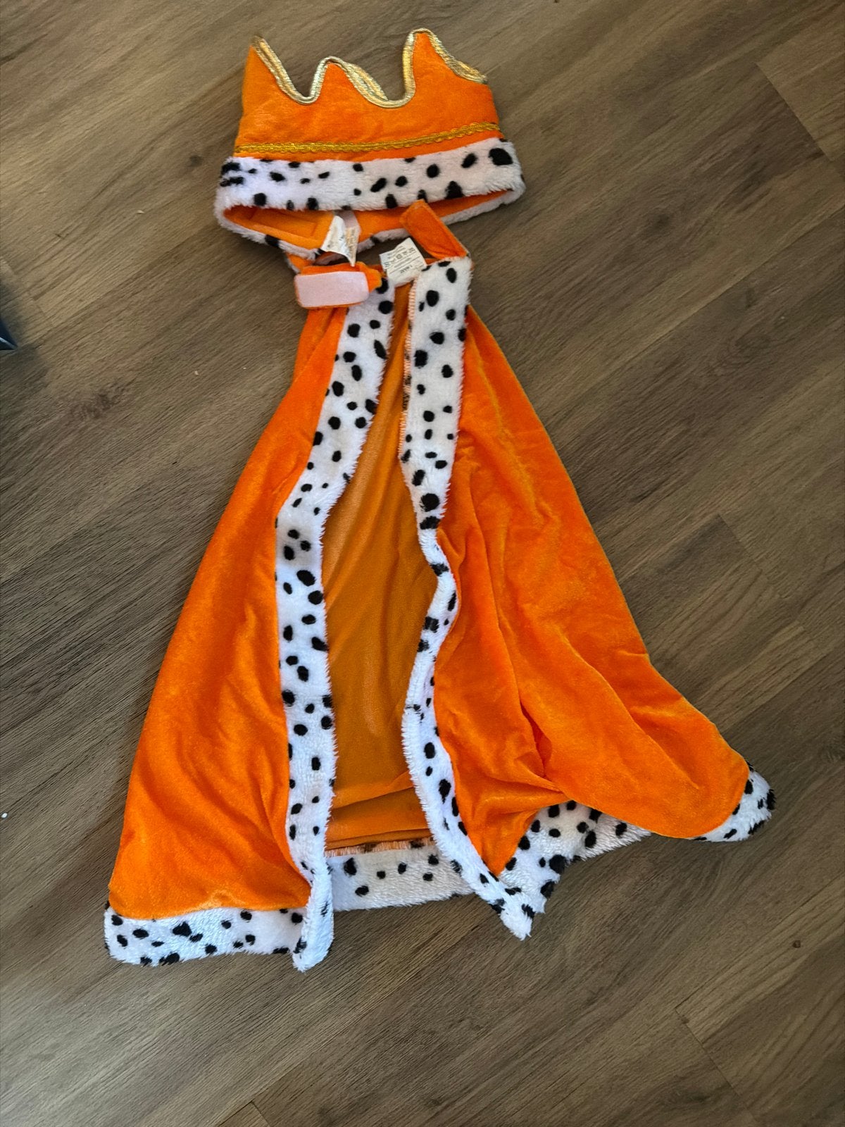 Verkleedset Koning/Koningin - Oranje met kroon en mantel, Ophalen of Verzenden, Gebruikt, 110 t/m 116, Jongen of Meisje