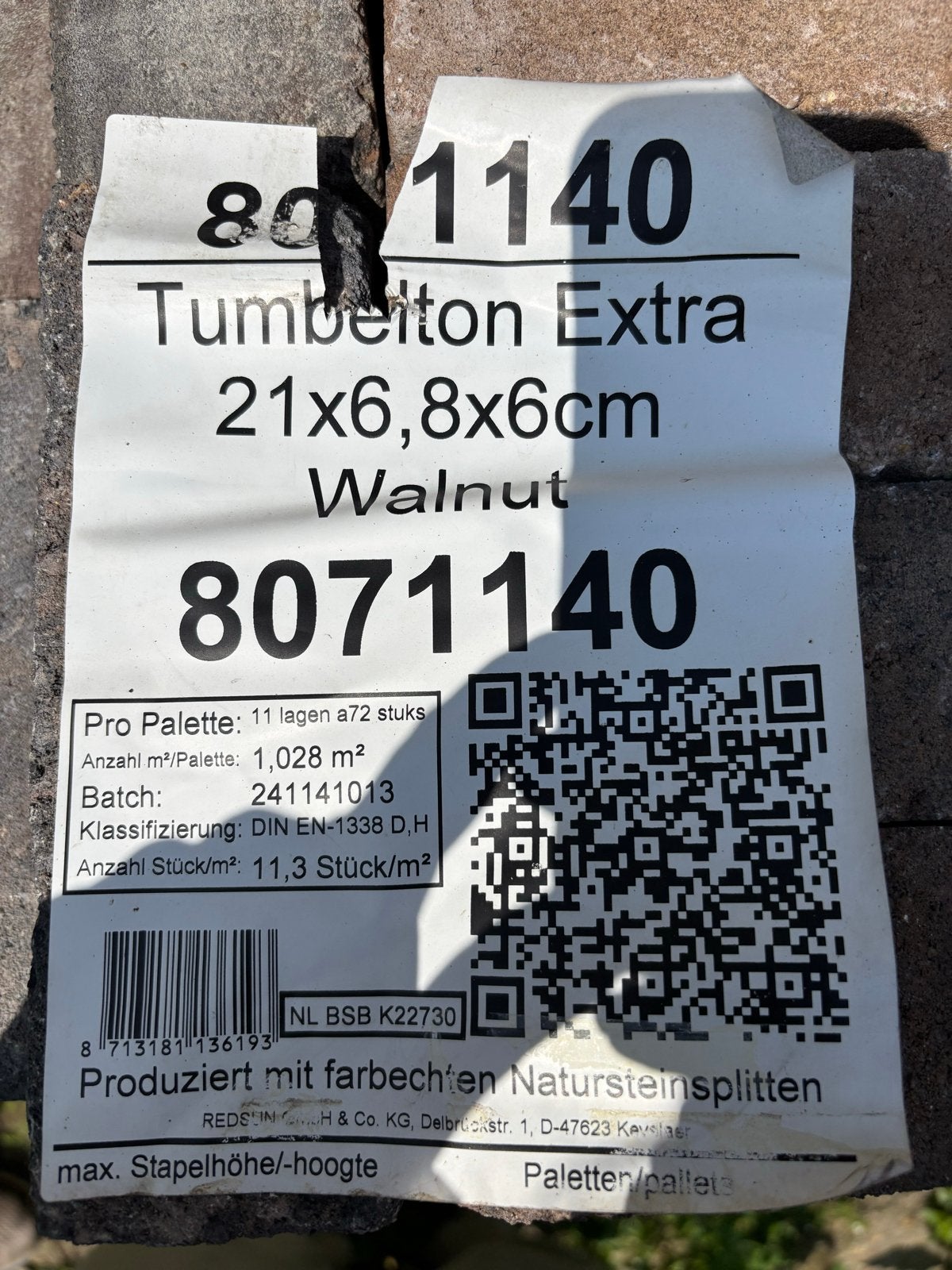 Tumbelton Extra Walnut Klinkers 21x6,8x6cm, Tuin en Terras, Tegels en Klinkers, Ophalen, Klinkers, Nieuw, Natuursteen