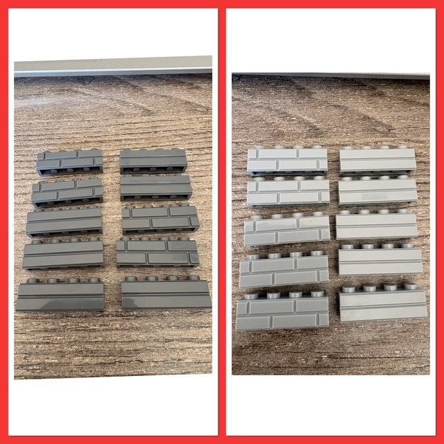 10 lego basis blokjes 1x4 grijs met steen motief, Ophalen of Verzenden, Nieuw, Losse stenen, Lego