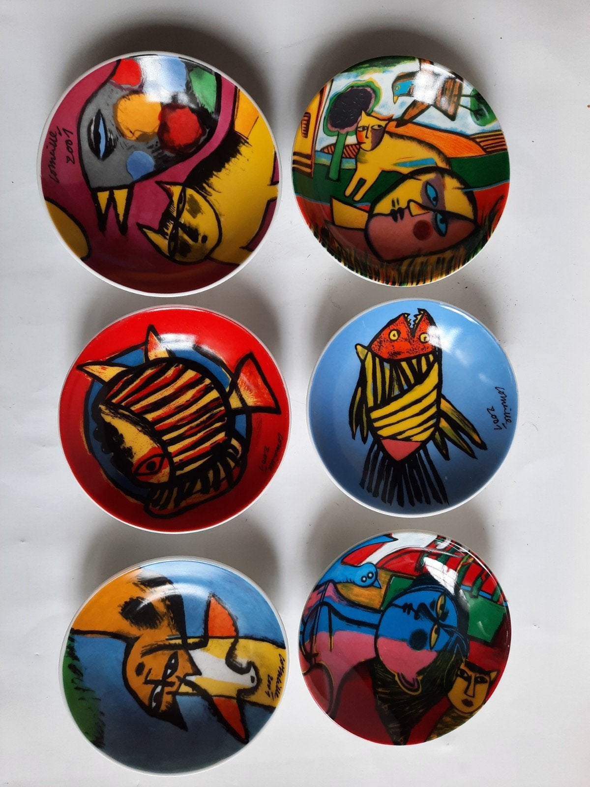 Set Corneille schaaltjes CoBrA 2001, Overige merken, Ophalen of Verzenden, Overige stijlen, Porselein