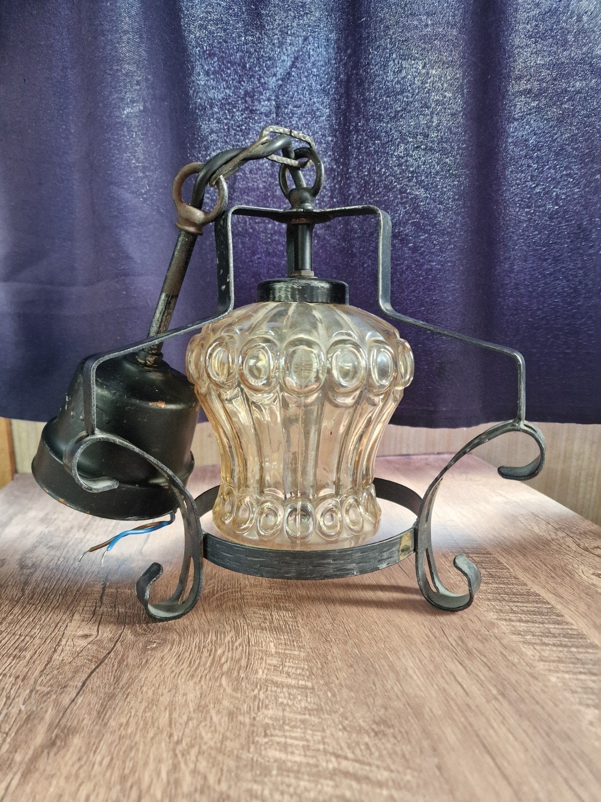 plafondlamp gietijzer hanglamp lamp vintage boutique country, Ophalen of Verzenden, Gebruikt, Metaal