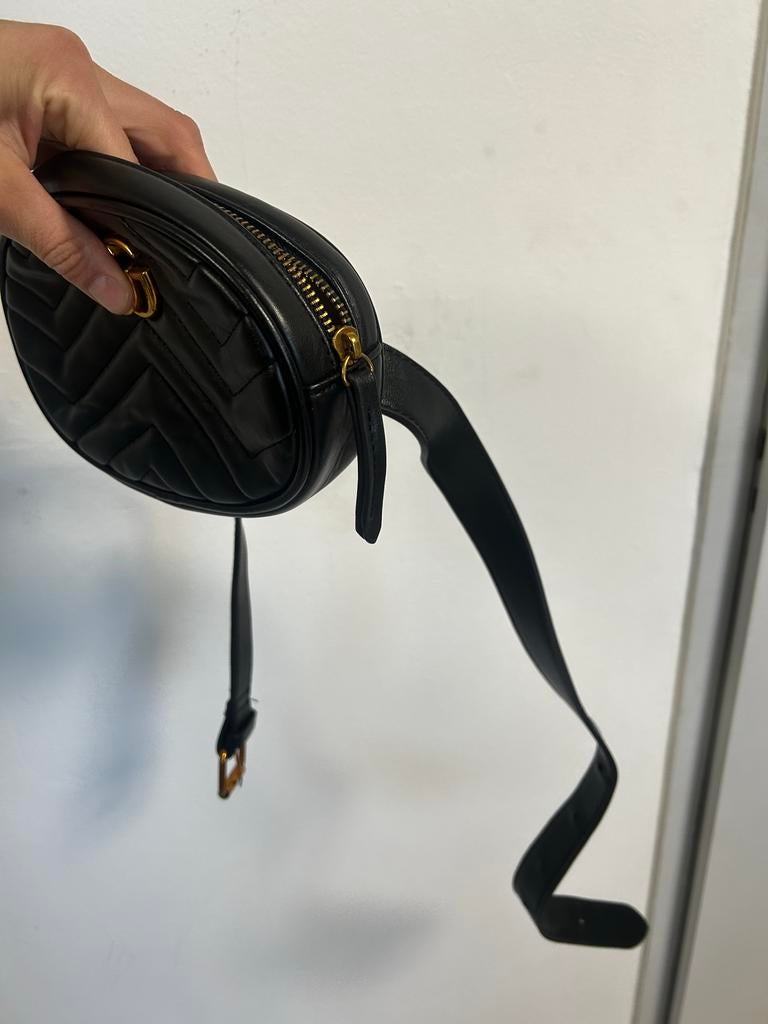 Gucci Marmont Heuptasje Zwart Leer, Ophalen of Verzenden, Gebruikt, Zwart, Overige typen