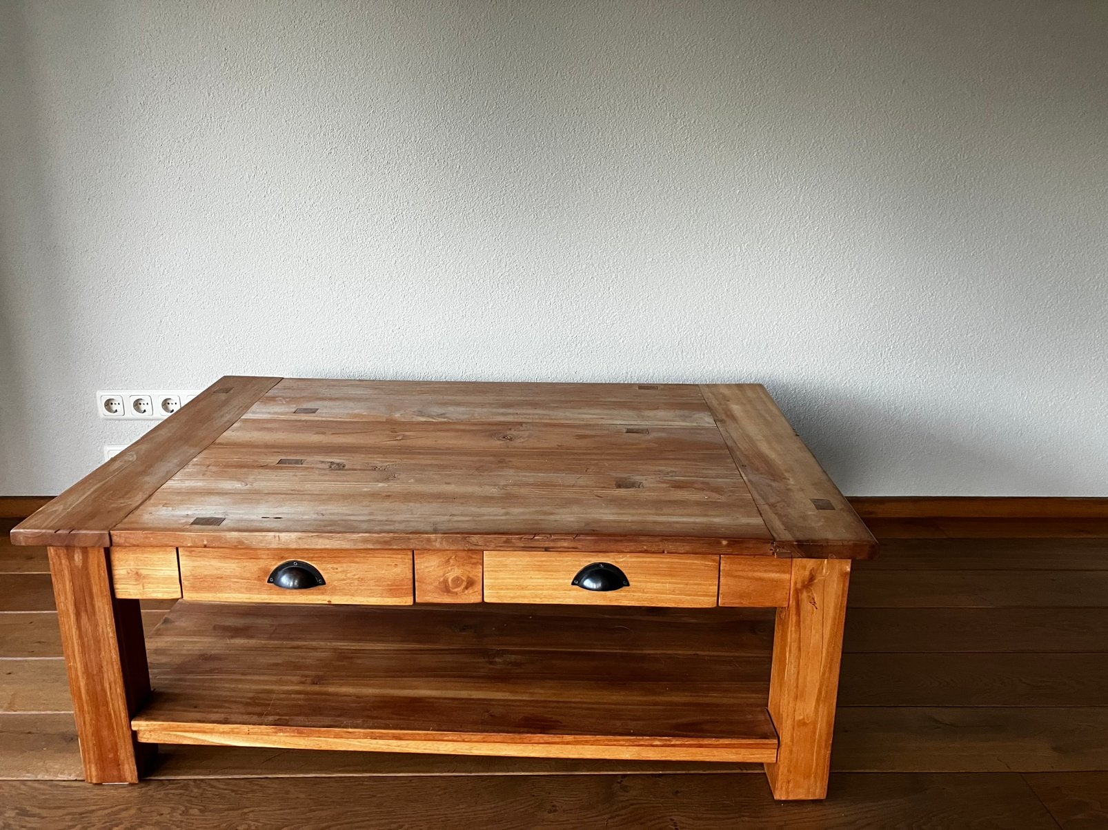 Massief houten salontafel, Ophalen, Gebruikt, 100 tot 150 cm, 50 tot 100 cm