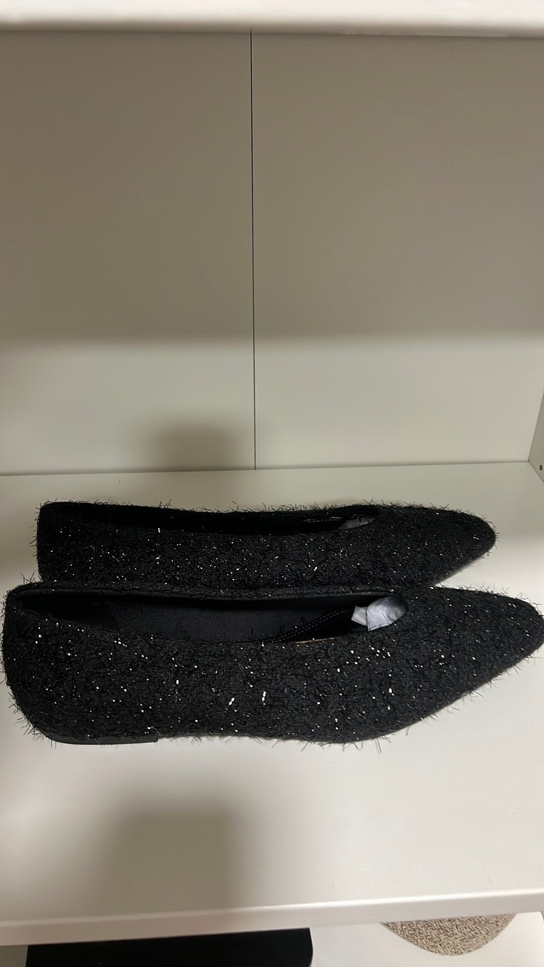 Zwarte glinster ballerina’s van Asos - maat 39, Kleding | Dames, Schoenen, Ophalen of Verzenden, Nieuw, Zwart
