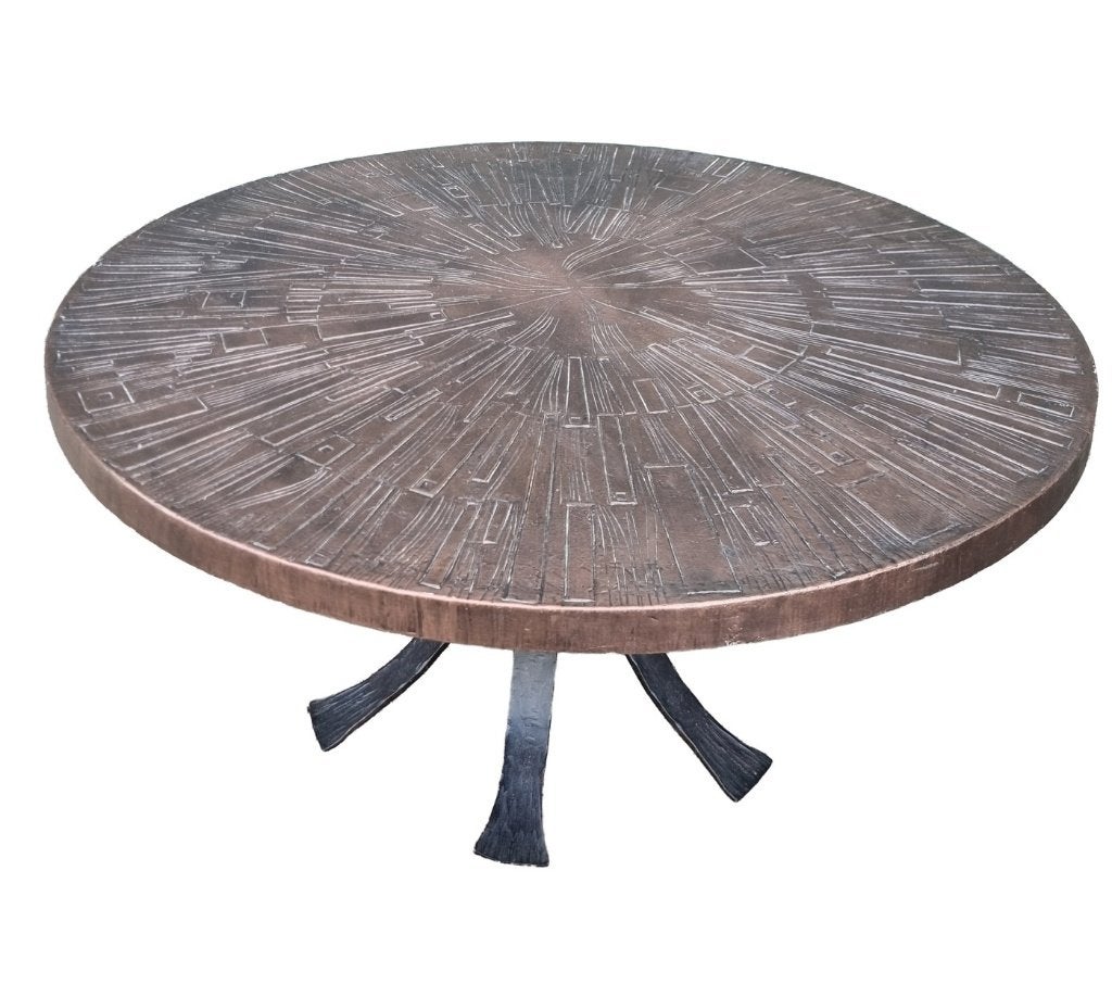 Brutalist smeedijzeren ronde salontafel - jaren 70, Antiek en Kunst, Ophalen