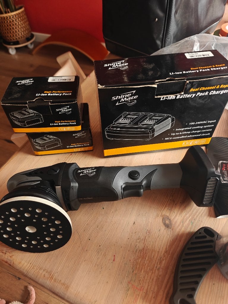 Shinemate EB351 Cordless DA Polijster 15mm + alle toebehoren, Ophalen, Nieuw