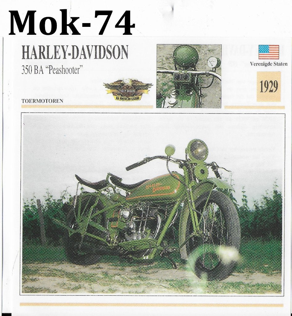 Mok74 motorkaart harley davidson 350 ba peashooter ( 1929 ), Ophalen of Verzenden, Zo goed als nieuw, Auto's