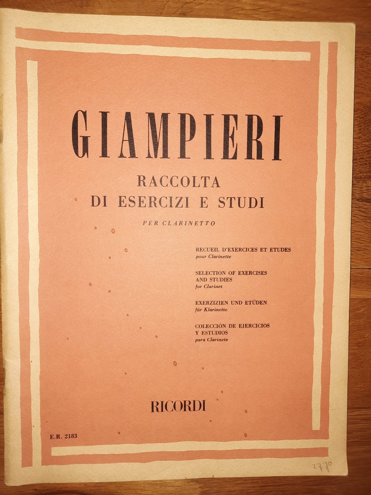 klarinet- Raccolta Di Esercizi E Studi --Giampieri, Gebruikt, Klassiek, Les of Cursus, Ophalen of Verzenden