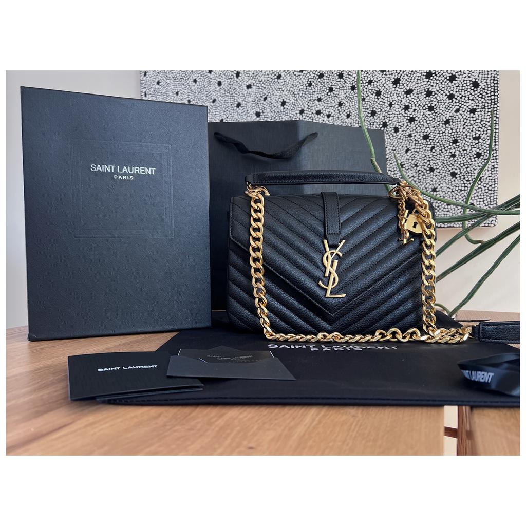 💫 Yves Saint Laurent YSL College Medium Crossbody Leer, Ophalen of Verzenden, Nieuw, Zwart, Schoudertasje