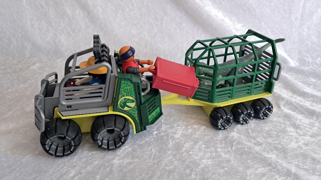 z.g.a.n Dino auto met aanhanger, Playmobil dinosaurus, Kinderen en Baby's, Speelgoed | Playmobil, Ophalen of Verzenden, Zo goed als nieuw
