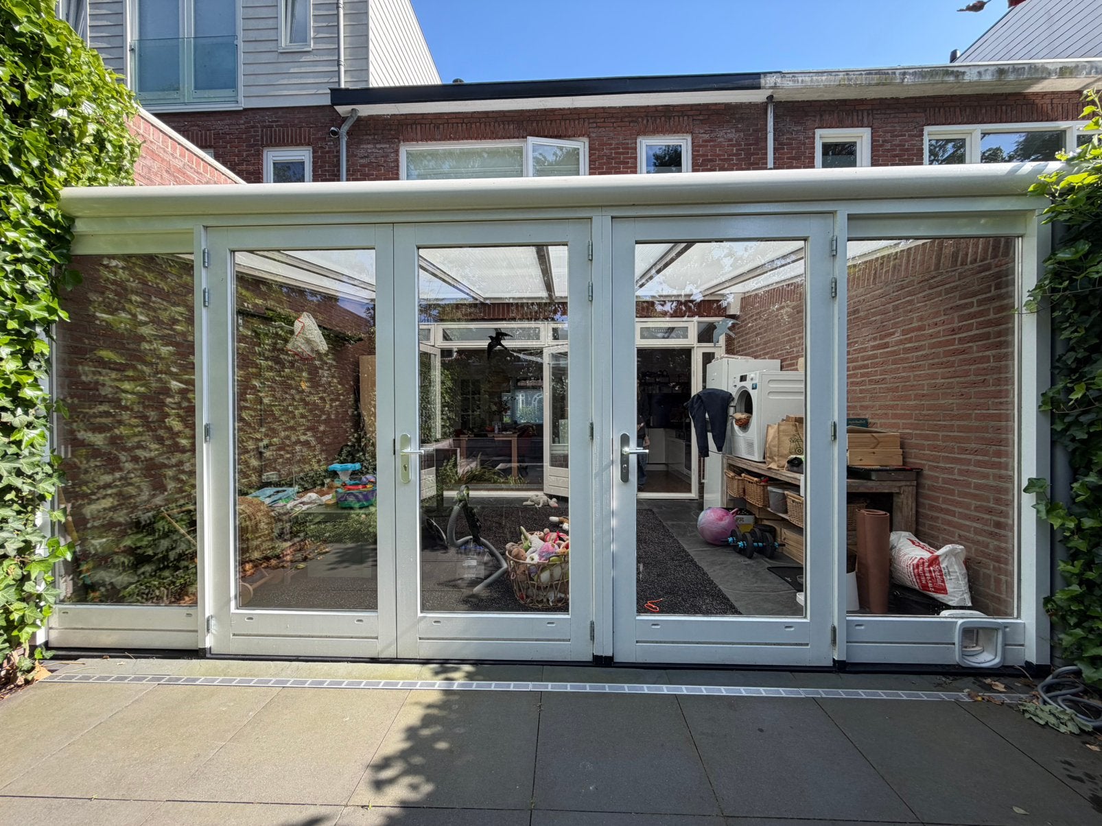 Terrasoverkapping 20m2 met houtenkozijn incl. dubbel glas, Ophalen, Gebruikt, Serre