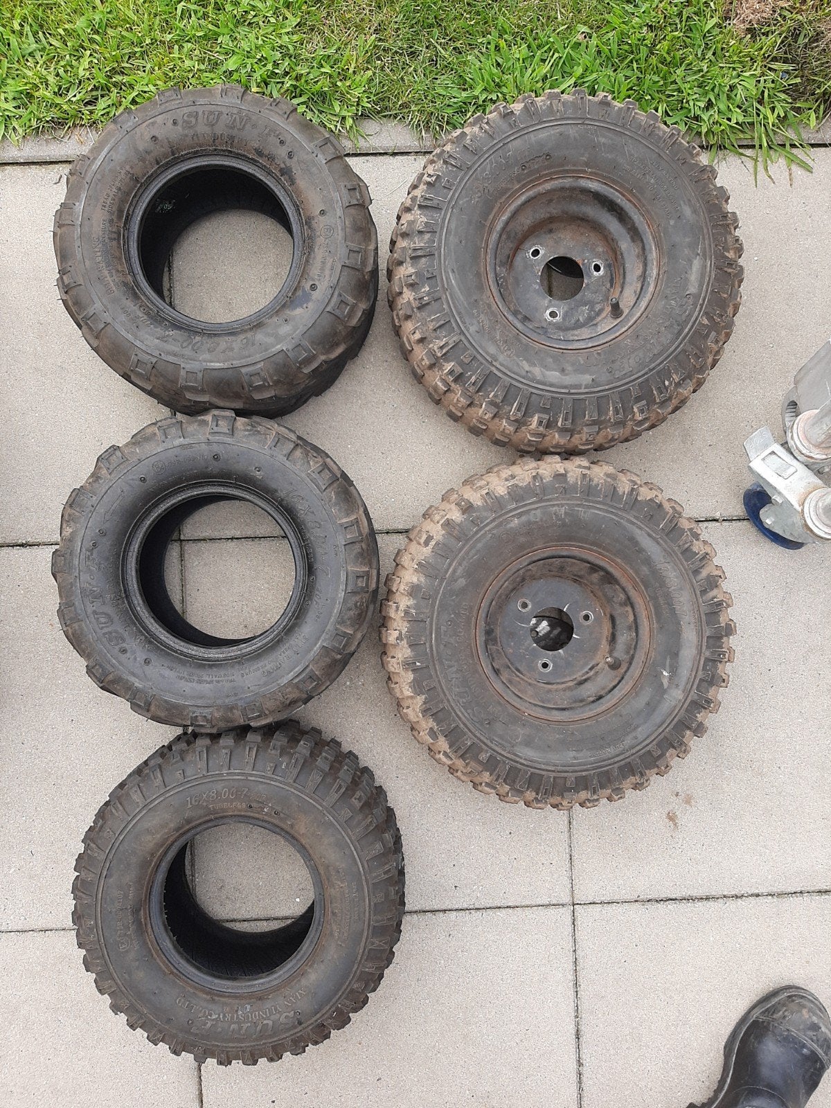 Banden en velgen quad 16x8.00-7, Ophalen, Gebruikt