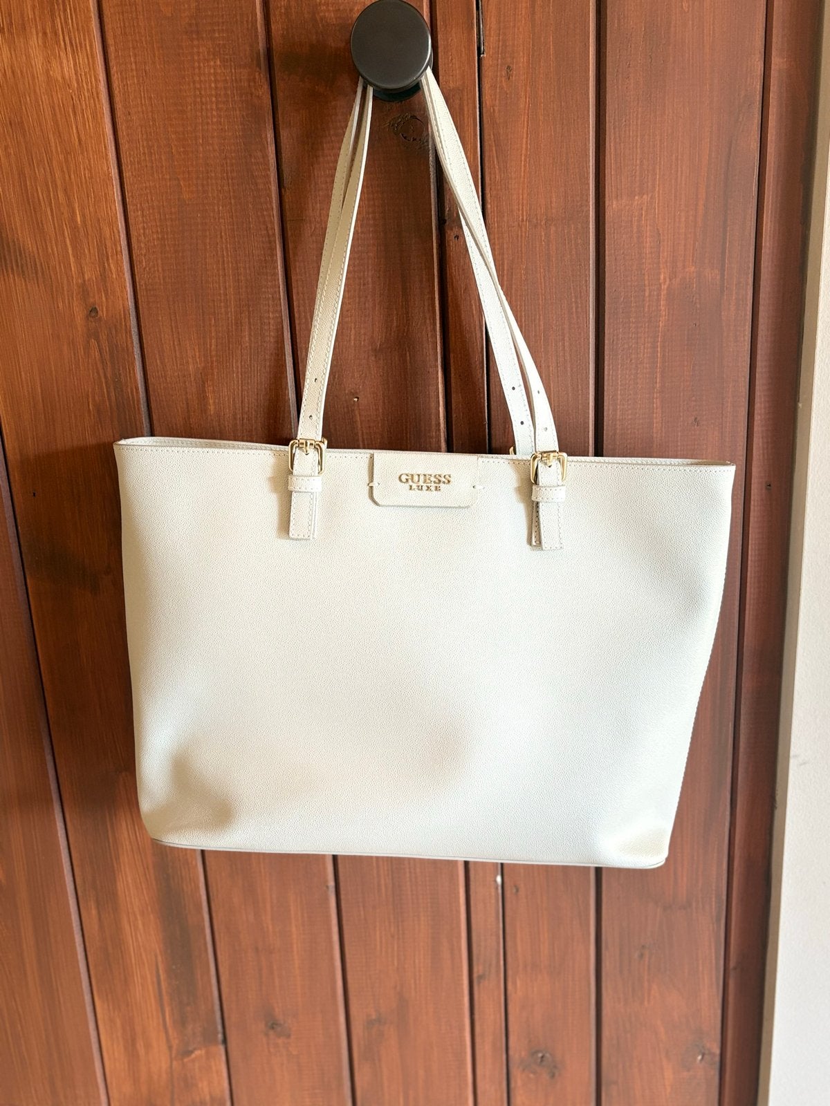 Guess Luxe leren handtas, Ophalen, Zo goed als nieuw, Wit, Shopper