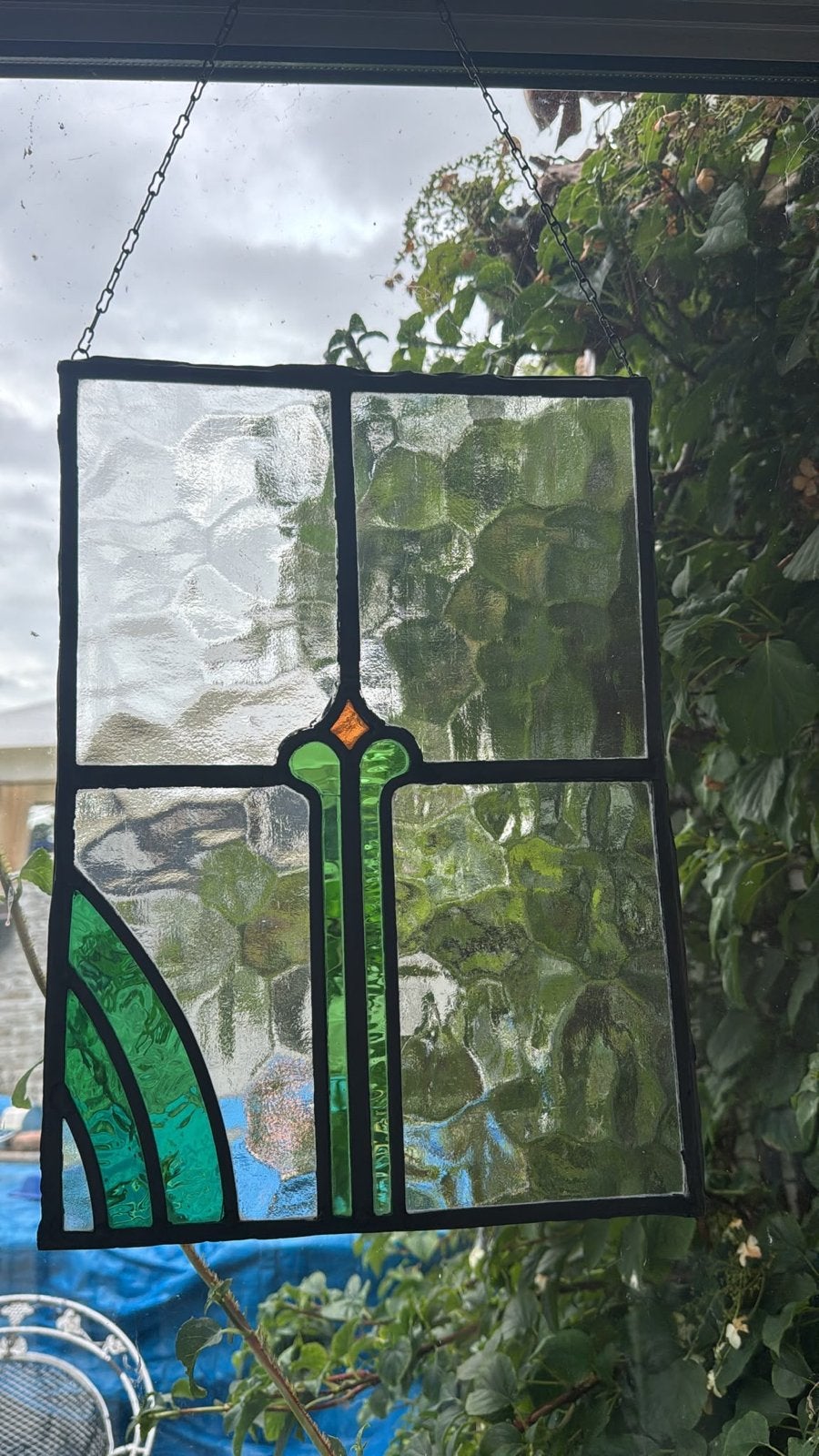 Prachtig glas-in-lood raamhanger met art nouveau design, Antiek en Kunst, Ophalen