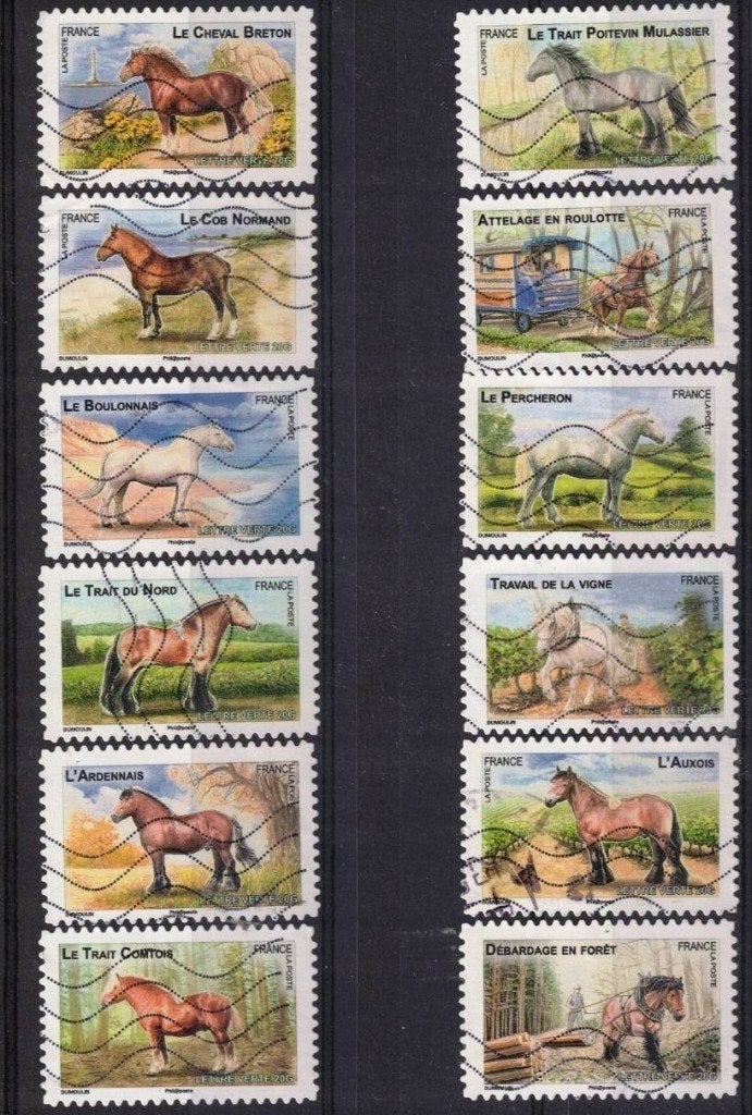Frankrijk, serie "paarden" 2013-88, Verzenden, Gestempeld