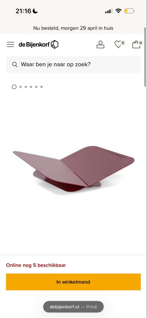 Spinder Design Atalanta Boekenstandaard - Nieuw, Huis en Inrichting, Woonaccessoires | Overige, Nieuw, Ophalen of Verzenden, Rood