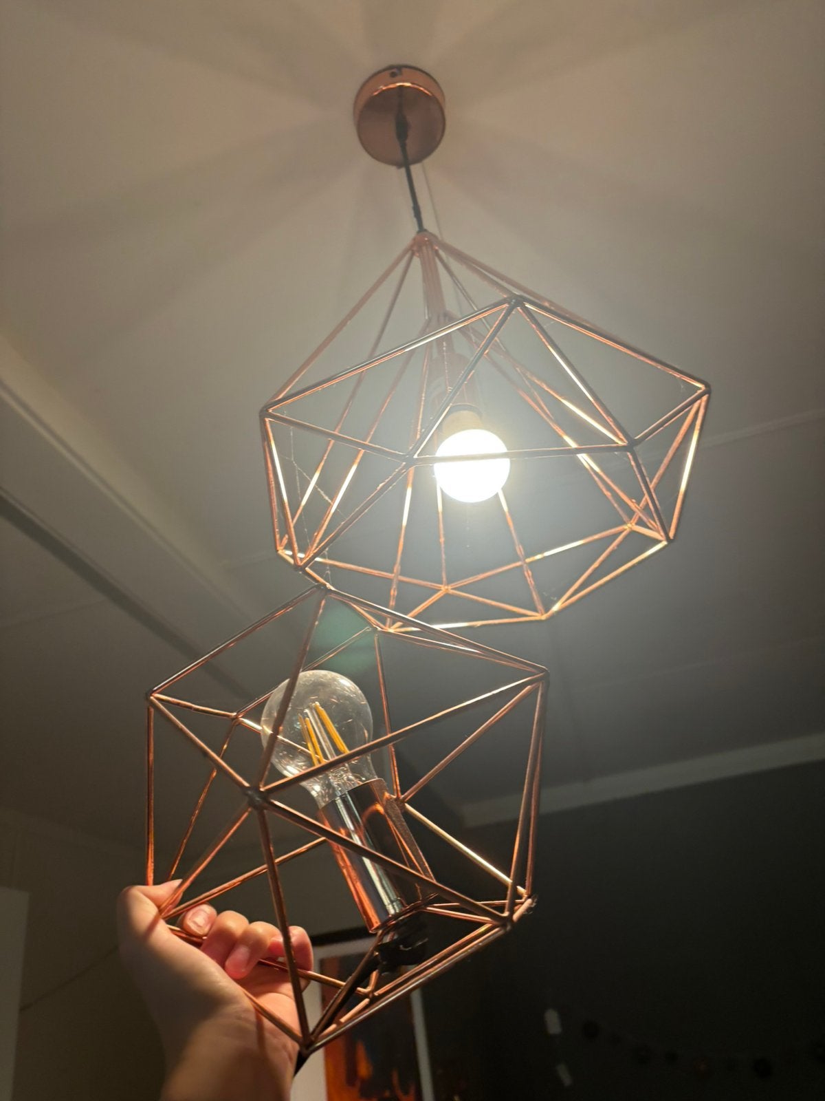 Hang lamp met bureau lamp en foto houder, Ophalen, Zo goed als nieuw, Metaal