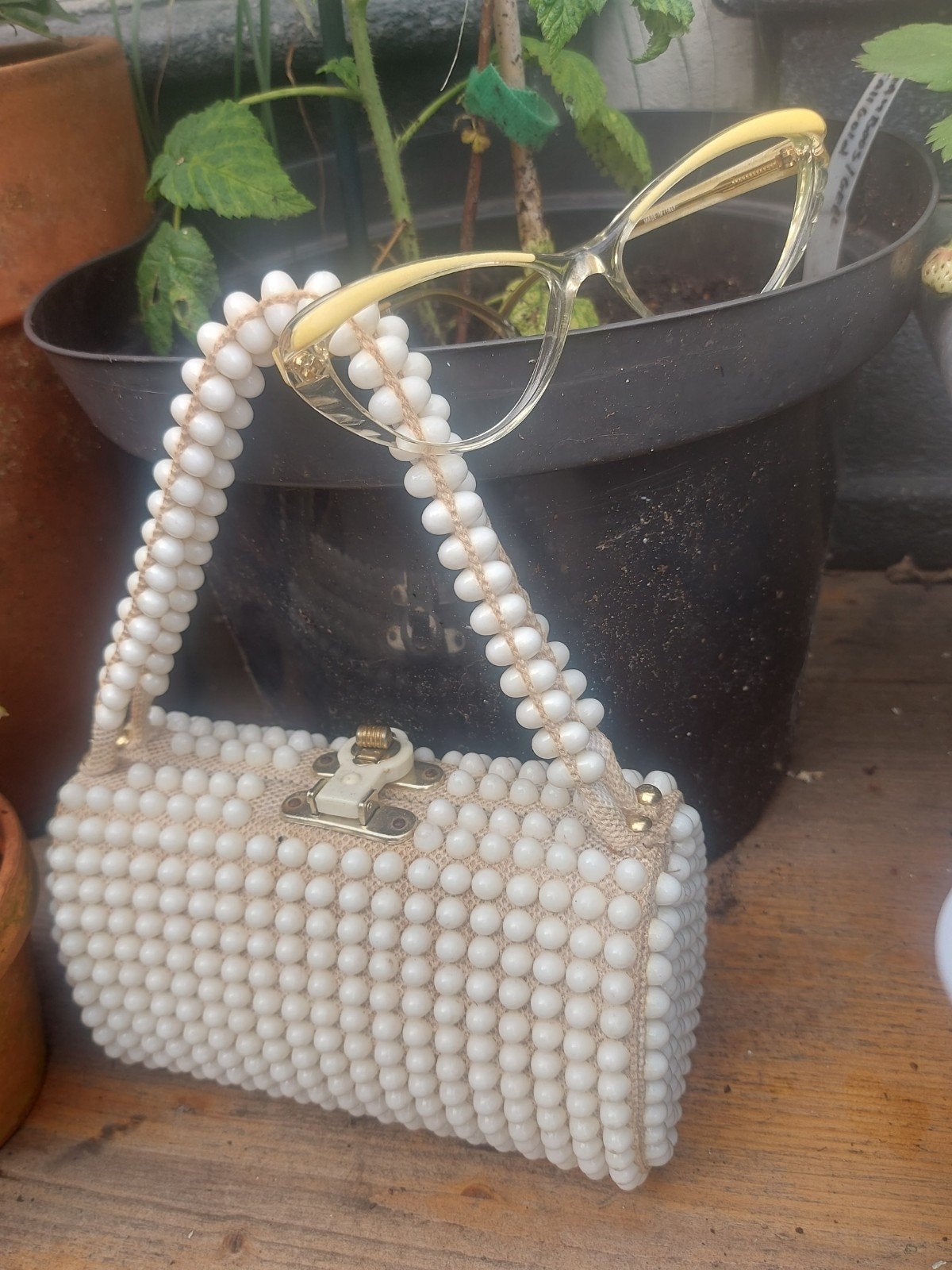 Orginele design vlinderbril & handtasje uit 1950, Ophalen of Verzenden, Handtas