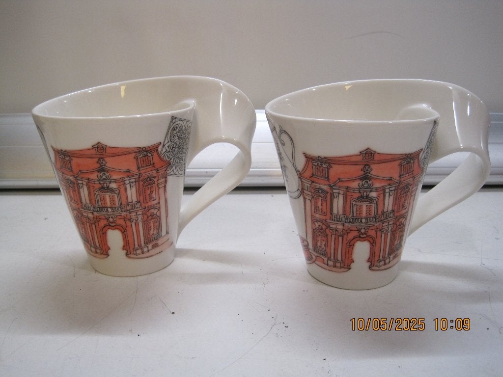 villeroy en boch courtesy edition 2x rood roze (342), Huis en Inrichting, Keuken | Servies, Zo goed als nieuw, Kop(pen) en/of Schotel(s)