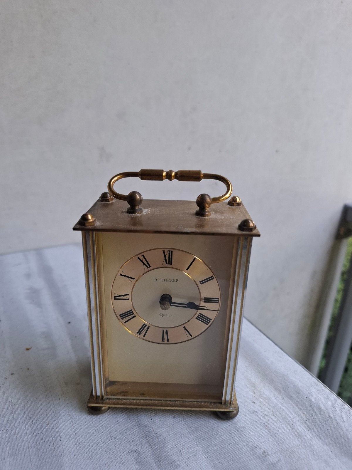 Bucherer quartz tafelklokje - Vintage Messing, Antiek en Kunst, Curiosa en Brocante, Ophalen of Verzenden