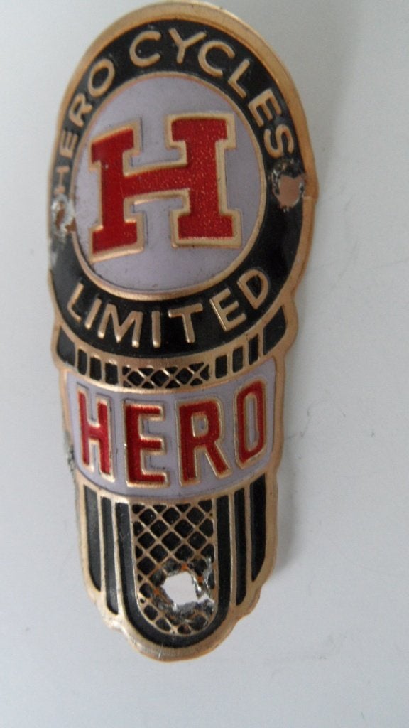 Hero Cycles oldtimerrijwiel balhoofdplaat, oude messing, Verzenden, Zo goed als nieuw, Gebruiksvoorwerp