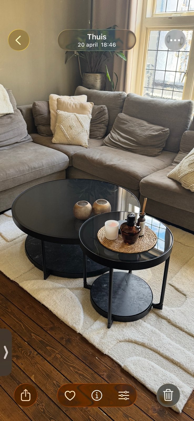 Salontafel en bijzettafel ikea frotorp, Ophalen, Rond, 50 tot 100 cm, Glas