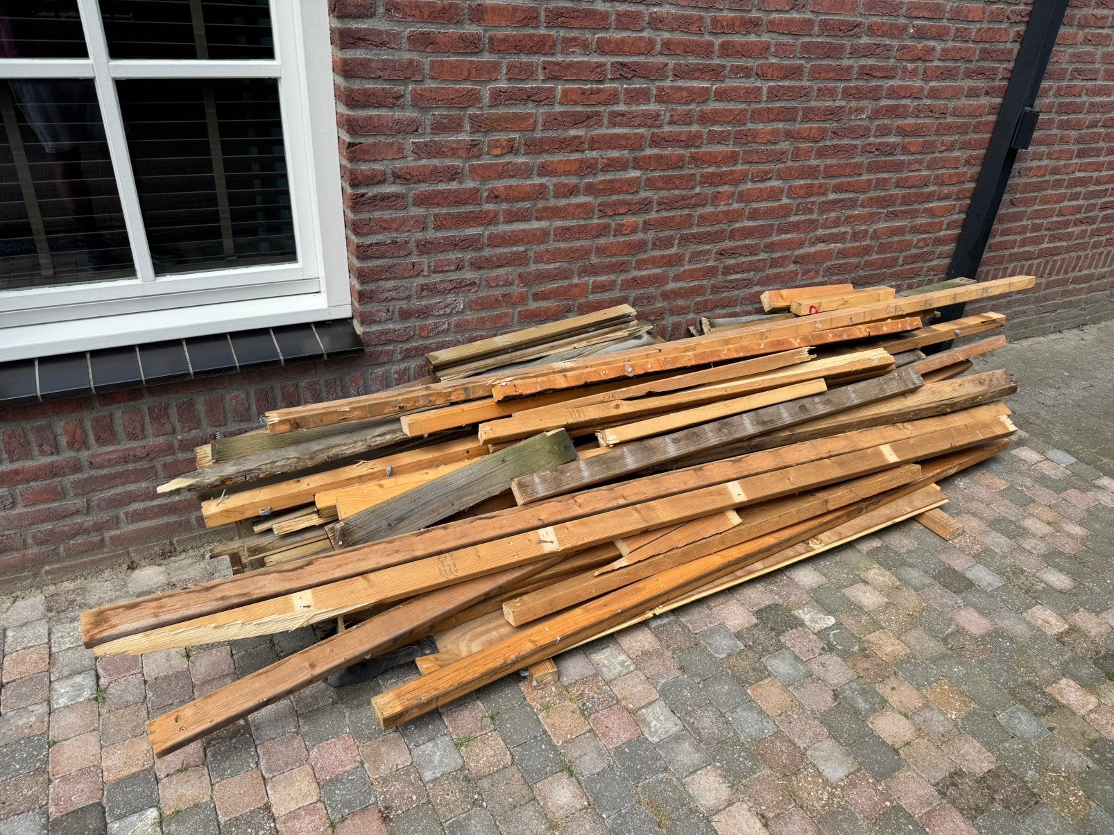 Partij hout planken en balken diverse, Doe-het-zelf en Verbouw, Hout en Planken, Ophalen, Gebruikt, Minder dan 25 mm, Plank