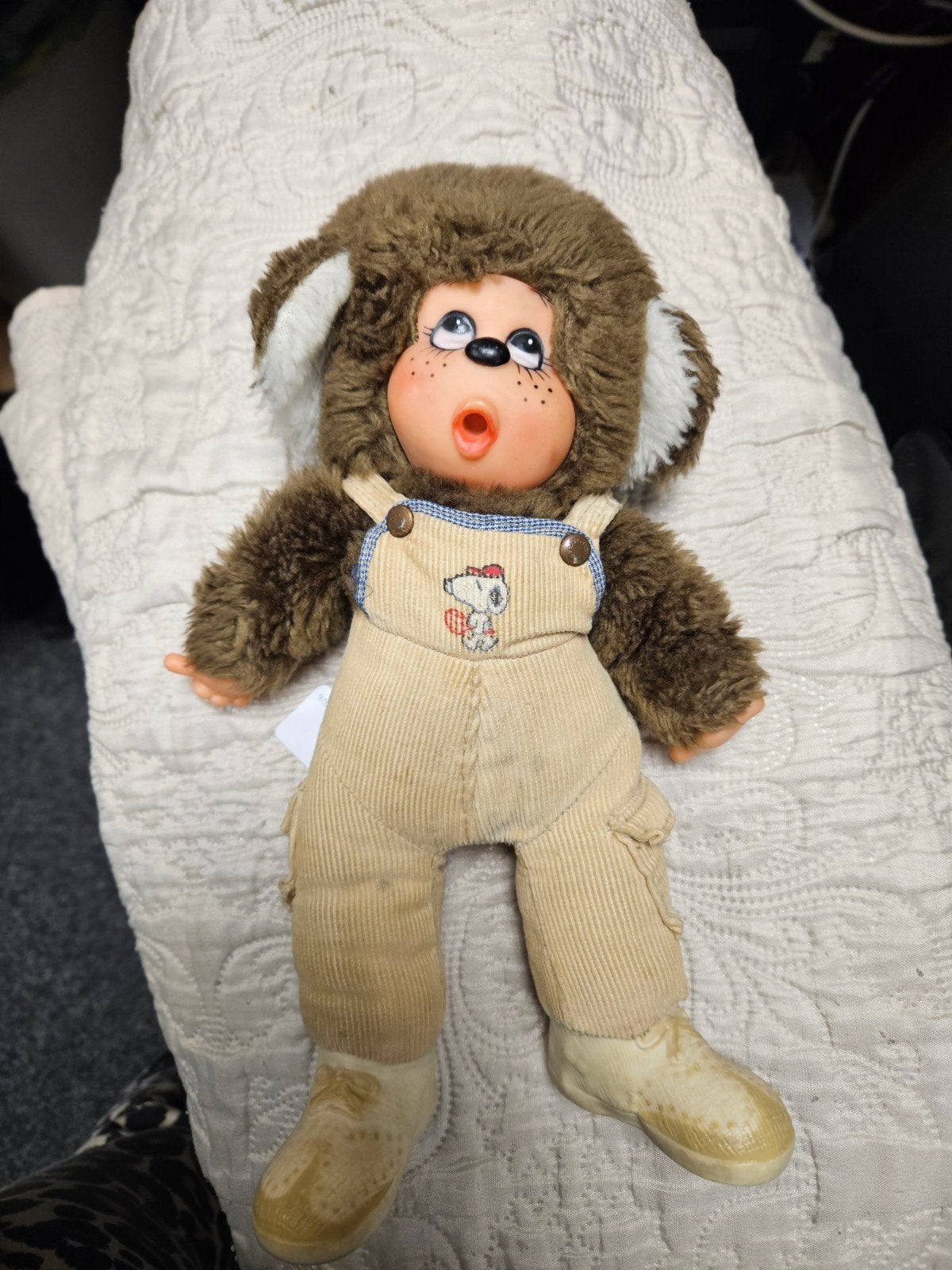 Monchhichi pop met Snoopy tuinbroek, Ophalen of Verzenden, Gebruikt, Overige typen