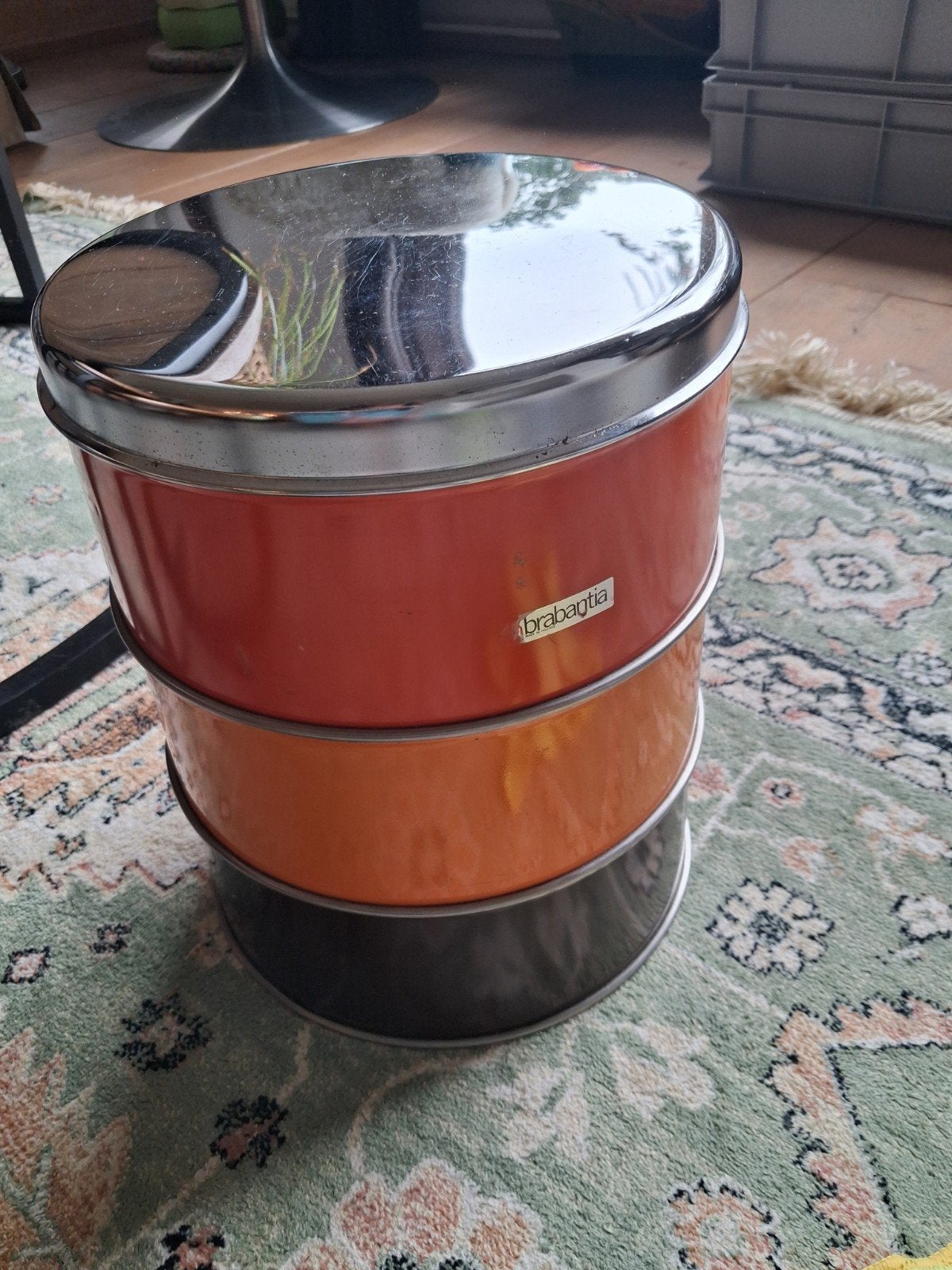 Vintage Brabantia voorraadbus - Oranje/Bruin, Huis en Inrichting, Vintage, Gebruikt, Ophalen of Verzenden, Oranje