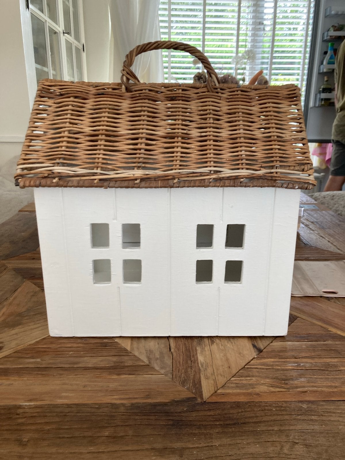 Riviera Maison Huisje - Decoratief met rieten dak, Ophalen, Hout, Wit, Landelijk
