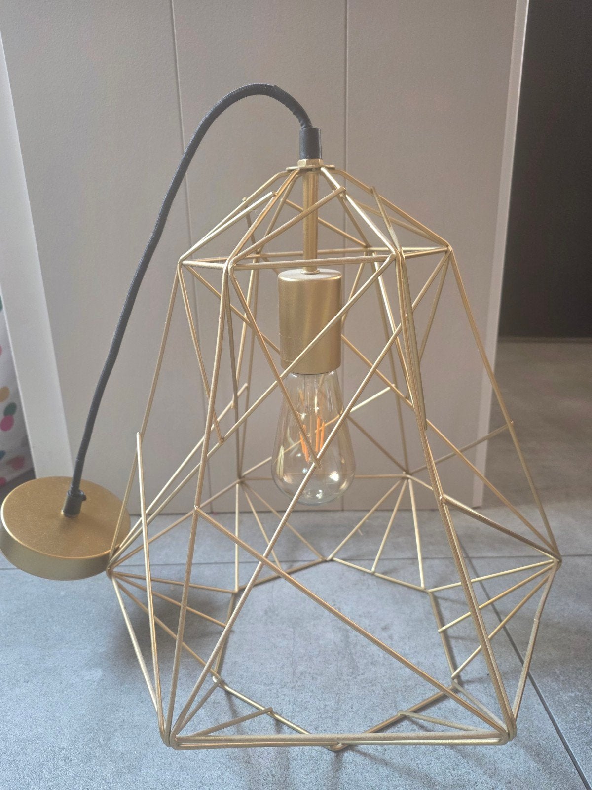 Matgouden hanglamp - perfecte staat, Ophalen, Zo goed als nieuw, Metaal, Modern, Industrieel