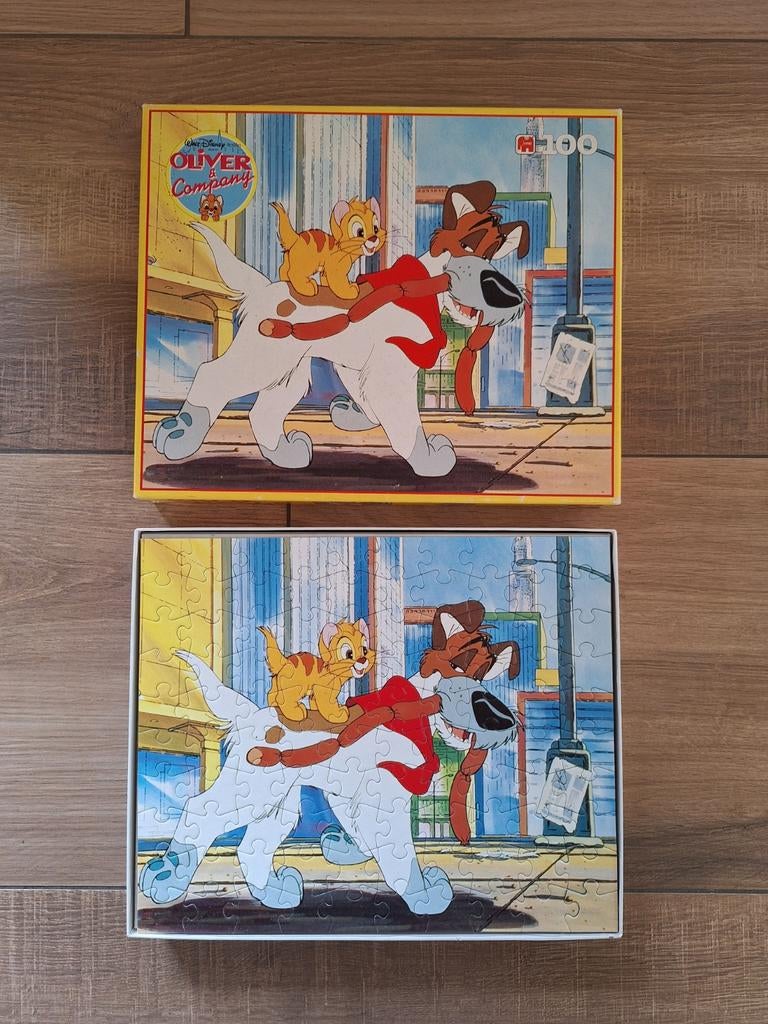 Vintage puzzel Oliver & Company 100 stukjes, Ophalen of Verzenden, Minder dan 500 stukjes, Gebruikt